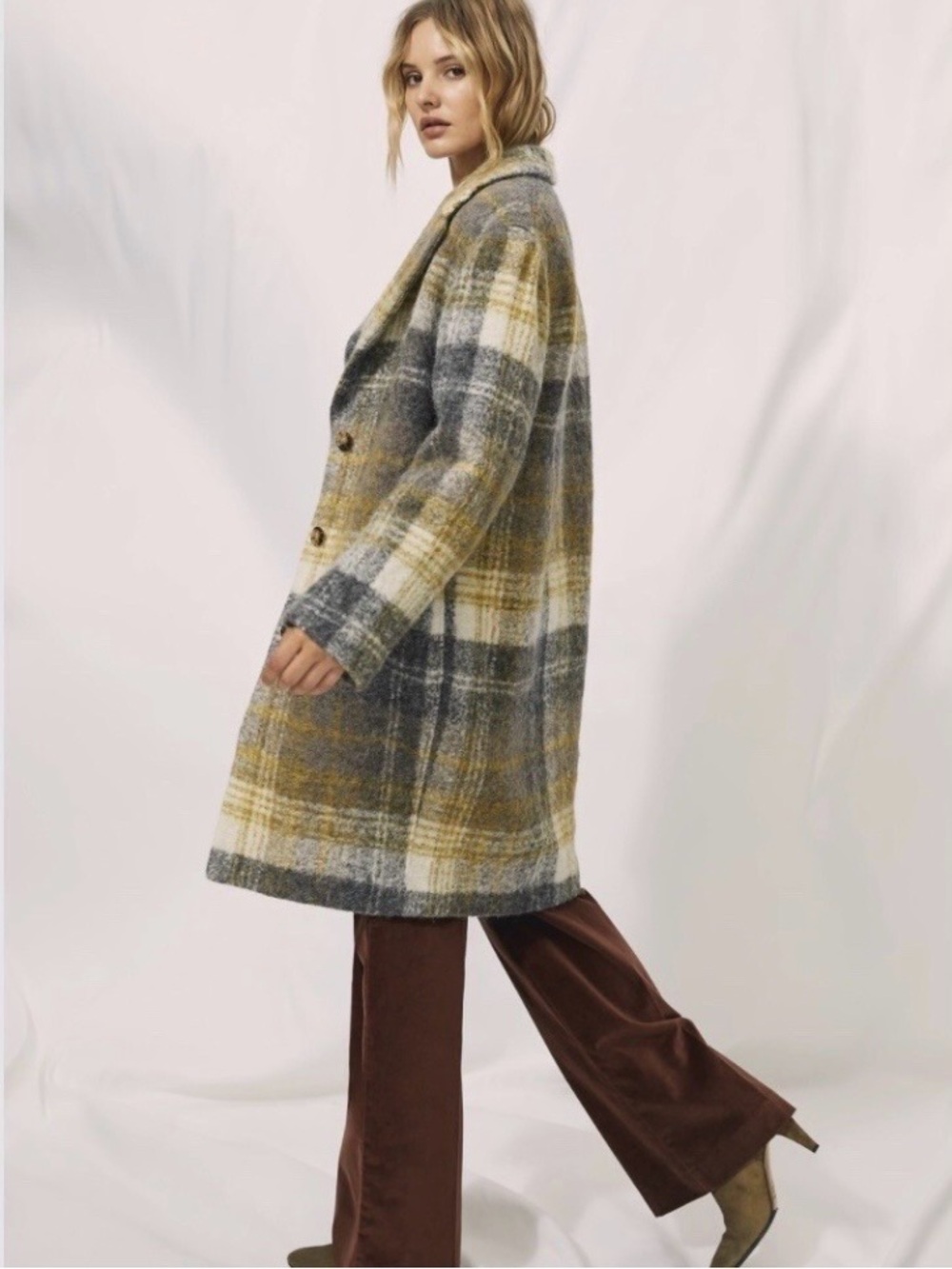 Aritzia Wilfred Julien Alpaca Mohair Wool Plaid Coat XS *new